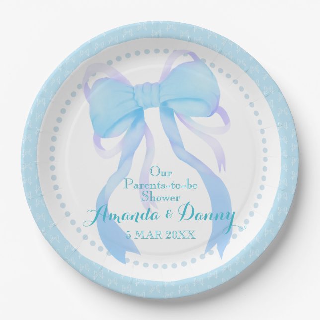 Blue Ribbon Baby Boy Dusche Pappteller (Vorderseite)