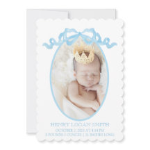 Blue Ribbon Bow Watercolor Gingham Baby Boy
