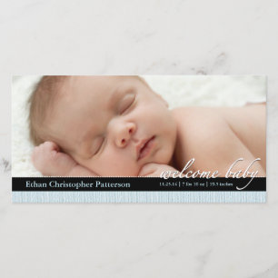 Blue Ribbon Boy Baby Birth Ankündigung Fotokarte