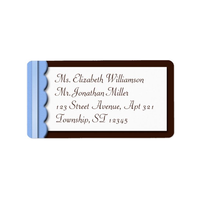 Blue Ribbon Brown Border Address Labels Adressaufkleber (Vorne)