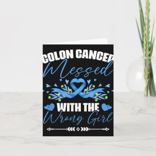 Blue Ribbon Colon Cancer Girl Survivor Colorectal  Karte (Vorderseite)