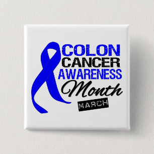 Blue Ribbon Colon Krebs Bewusstsein Monat Button