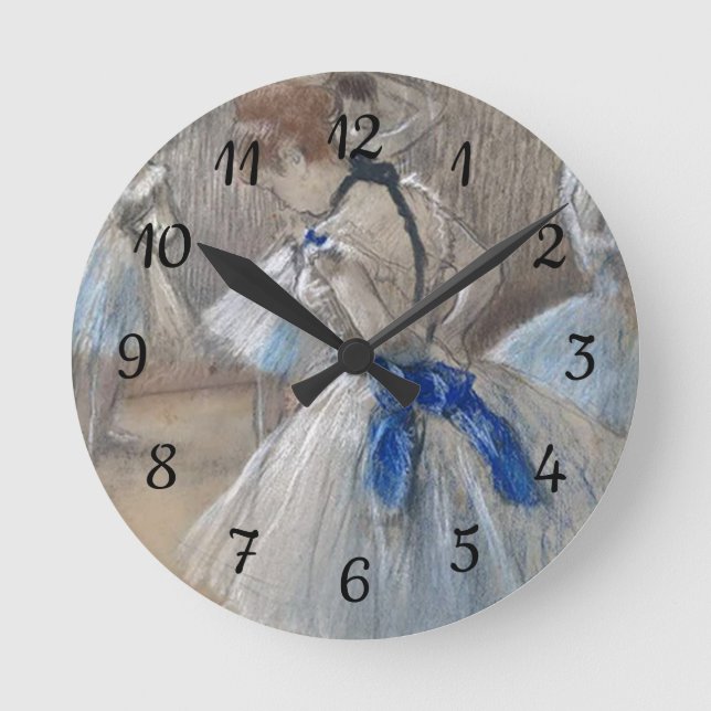 Blue Ribbon Dancer Edgar Degas Runde Wanduhr (Vorderseite)