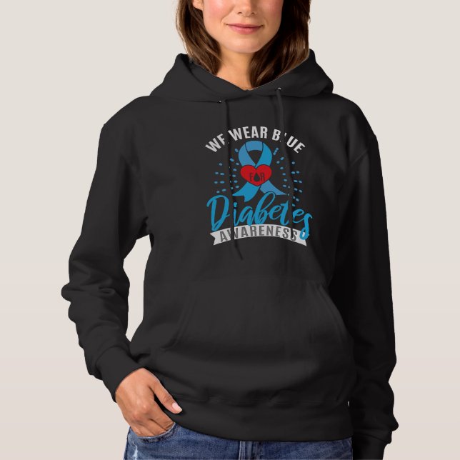 Blue Ribbon Diabetes Warrior Support Diabetes Awar Hoodie (Vorderseite)