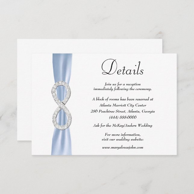 Blue Ribbon Diamond Unfinity Wedding Details Begleitkarte (Vorne/Hinten)