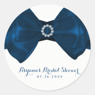 Blue Ribbon & Diamonds Brautparty Elegante Gefalle Runder Aufkleber