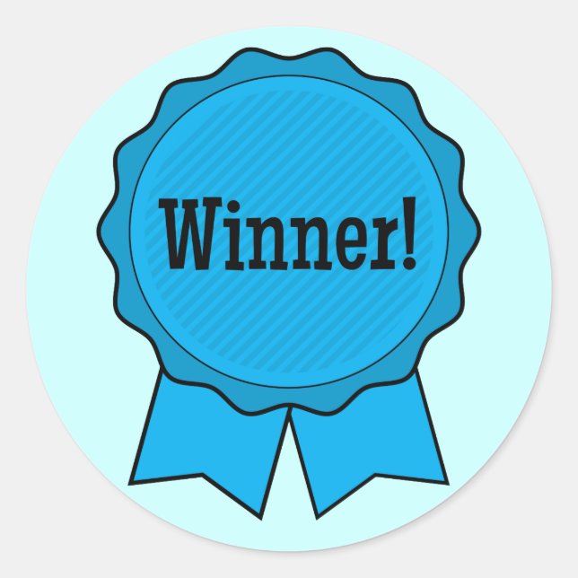 Blue Ribbon Gewinner Runder Aufkleber (Vorderseite)