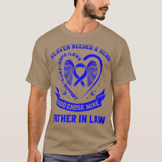Blue Ribbon Heart Wings Colon Cancer Awareness Fat T-Shirt