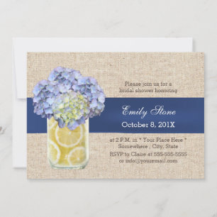 Blue Ribbon Hydrangea & Mason Jar Brautparty Einladung