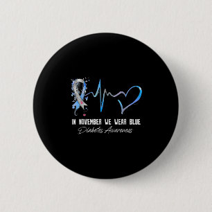 Blue Ribbon im November tragen wir Blau für Diabet Button