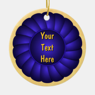 Blue Ribbon Rosette zum Personalisieren Keramik Ornament