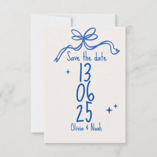 Blue Ribbon Save the Date Card RSVP Karte