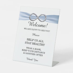 Blue Ribbon Silver Infinity Hochzeitsicherheit Sockelschild