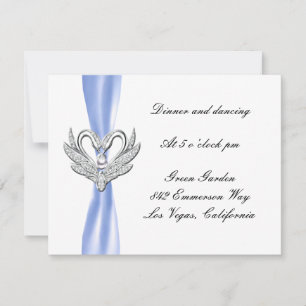Blue Ribbon Silver Swans Empfang Card Einladung