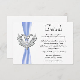 Blue Ribbon Silver Swans Hochzeitdetails Begleitkarte