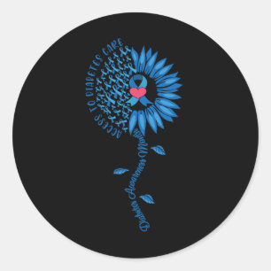 Blue Ribbon Sonnenblume November Diabetes Bewussts Runder Aufkleber