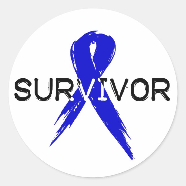 Blue Ribbon - Survivor Runder Aufkleber (Vorderseite)