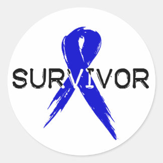 Blue Ribbon - Survivor Runder Aufkleber