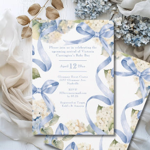 Blue Ribbons & Hydrangeas Kinderdusche Einladung