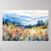 Blue Ridge Mountains Aquarelldruck