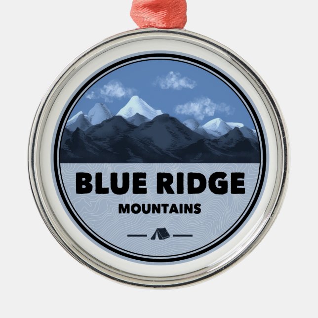 Blue Ridge Mountains Camping Ornament Aus Metall (Vorne)