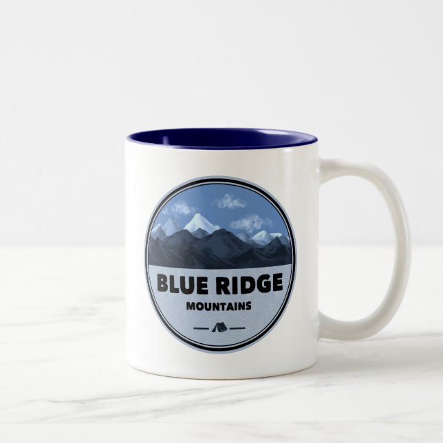 Blue Ridge Mountains Camping Zweifarbige Tasse (Rechts)