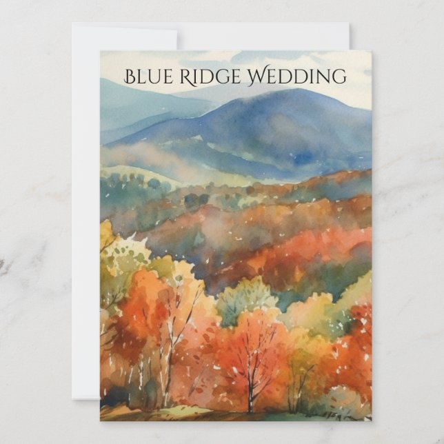 Blue Ridge Mountains Fall Watercolor Wedding  Einladung (Vorderseite)