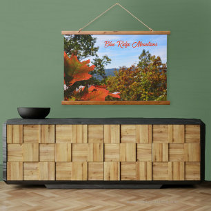 Blue Ridge Mountains Farbautumn Fotografie Wandteppich Mit Holzrahmen