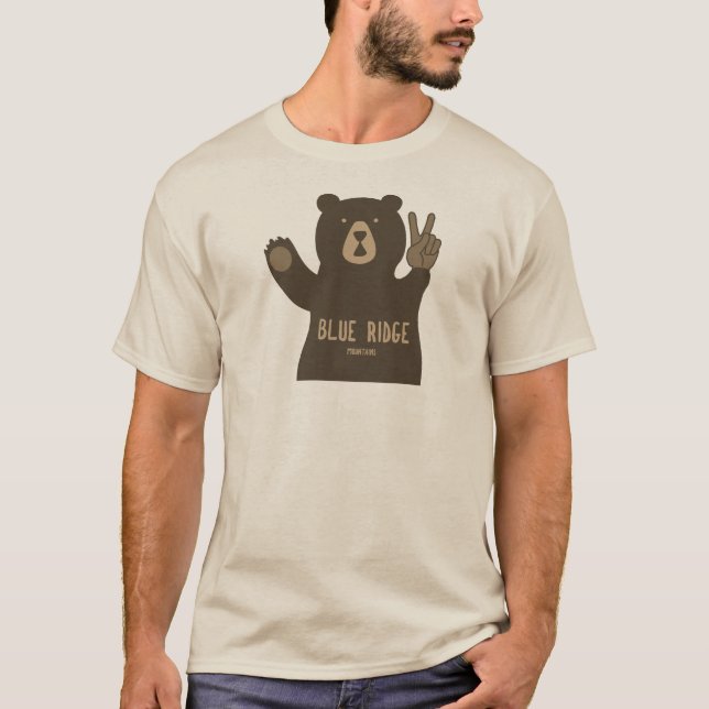 Blue Ridge Mountains Friedensbär T-Shirt (Vorderseite)
