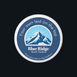Blue Ridge Mountains NC ski resort souvenir  Magnet<br><div class="desc">Magnet from Blue Ridge Mountains,  North Carolina with a gorgeous blue mountain with a sunny background and the option to add  a mountain or ski resort name. 

You can also customize it with your name.</div>