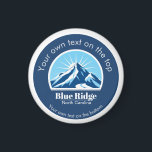Blue Ridge Mountains NC ski resort souvenir  Magnet<br><div class="desc">Magnet from Blue Ridge Mountains,  North Carolina with a gorgeous blue mountain with a sunny background and the option to add  a mountain or ski resort name. 

You can also customize it with your name.</div>