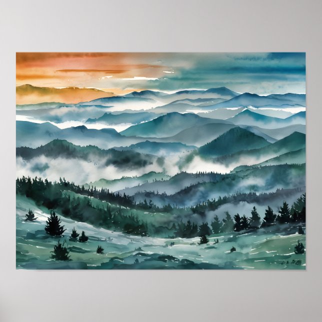 Blue Ridge Mountains Painting Blue Ridge Parkway W Poster (Vorne)