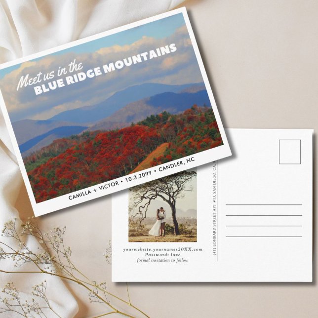Blue Ridge Mountains Save the Date Postcard Postkarte (Blue Ridge Mountains Save the Date Postcard
)
