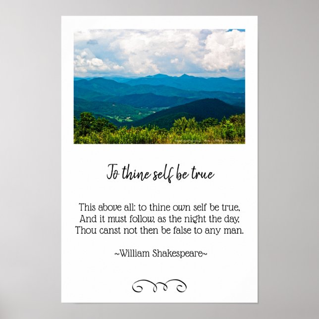 Blue Ridge Mountains und Hamlet Quote Foto Poster (Vorne)