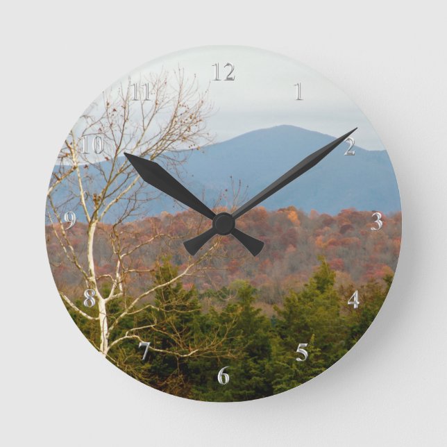 Blue Ridge Mountains VA Shenandoah Valley Foto Runde Wanduhr (Vorderseite)