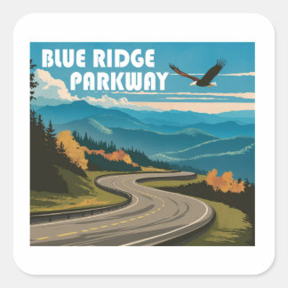 Blue Ridge Parkway Eagle Quadratischer Aufkleber