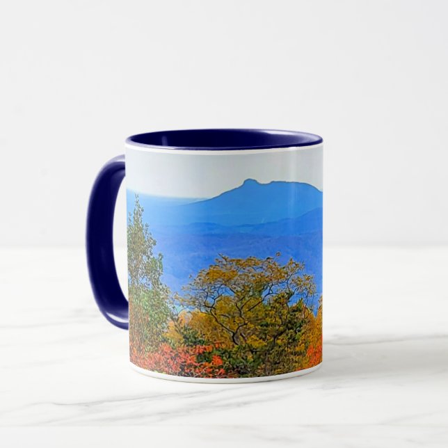 Blue Ridge Parkway Herbst Blick auf Pilotenberg Tasse (Vorderseite Links)