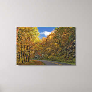 Blue Ridge Parkway in Kurven durch die Herbstfarbe Leinwanddruck