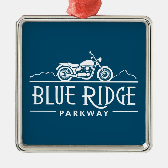 Blue Ridge Parkway Motorrad Ornament Aus Metall (Vorne)