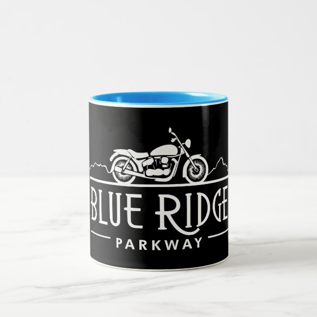 Blue Ridge Parkway Motorrad Zweifarbige Tasse (Mittel)
