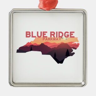 Blue Ridge Parkway North Carolina Karte Ornament Aus Metall