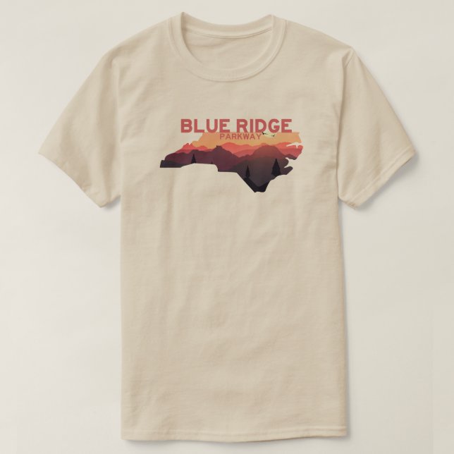 Blue Ridge Parkway North Carolina Karte T-Shirt (Design vorne)
