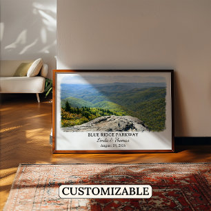 Blue Ridge Parkway North Carolina Poster, Aquarell Poster