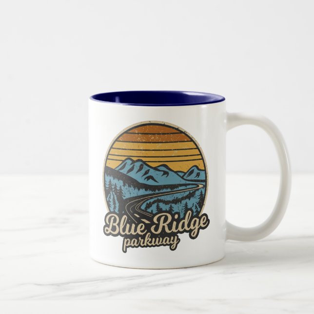 Blue Ridge Parkway Retro Zweifarbige Tasse (Rechts)