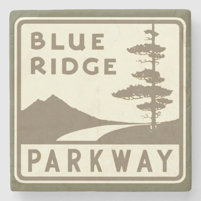 Blue Ridge Parkway Schild Steinuntersetzer (Vorderseite)