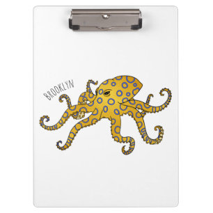 Blue-ringed octopus cartoon illustration klemmbrett