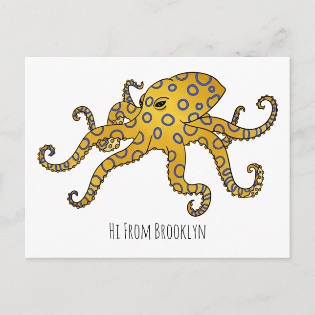 Blue-ringed octopus cartoon illustration  postkarte (Vorderseite)
