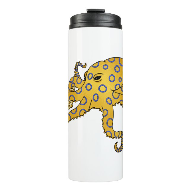 Blue-ringed octopus cartoon illustration thermosbecher (Vorderseite)