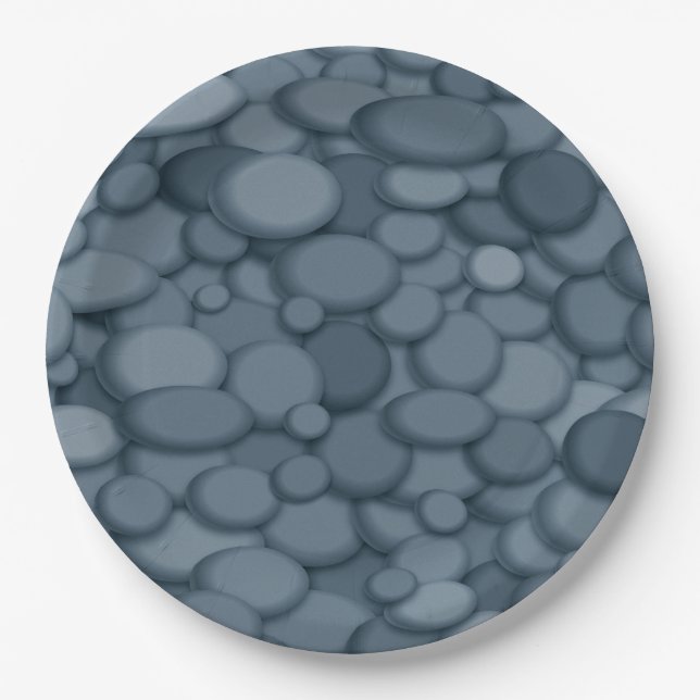 Blue River Rock Pebbles Art Pappteller (Vorderseite)