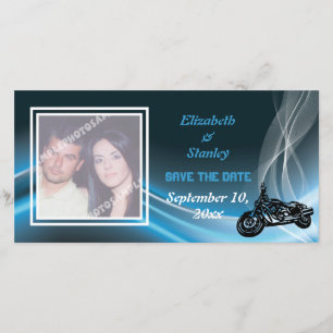 Blue Road Biker Hochzeit Speichern Sie die Datums- Save The Date